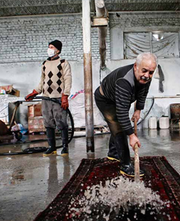 شستشوی سنتی قالی در قالیشویی الهیه مشهد 