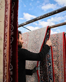 خشک کردن قالی در قالیشویی الهیه مشهد 